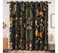 Générique Rideau Occultant Thermiques Animaux Plantes Fleurs Champignons - Lot de 2 Rideaux Imprimé Gothique Fantastique pour Salon Chambre Cuisine, Rideaux et Draperies à Oeillets, 70 X 160 cm (LxH)