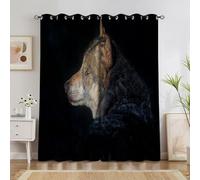 Générique Rideau Occultant Thermiques Noir, Lot de 2 Rideau Thermique à Oeillets, Loup Rideaux pour Decoration Chambre Salon Chambre Fenetre 140x160cm(LxH) A2625