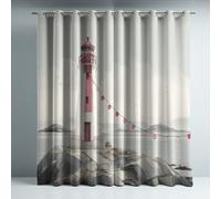 Générique Rideau Occultant Thermiques pour Chambre Ultra Doux Microfibre Isolant Tenture Opaque à Oeillets Réduction du Bruit pour Salon Gris Paysage Architecture 140 x 245 cm 2 Panneaux