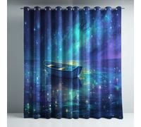 Générique Rideau Occultant Thermiques pour Chambre Ultra Doux Microfibre Isolant Tenture Opaque à Oeillets Réduction du Bruit pour Salon Bleu Conte De Fées Étoiles Bateau 140 x 245 cm 2 Panneaux
