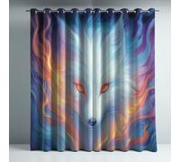 Générique Rideau Occultant Thermiques pour Chambre Ultra Doux Microfibre Isolant Tenture Opaque à Oeillets Réduction du Bruit pour Salon Bleu Symétrique Flamme Renard 140 x 240 cm 2 Panneaux