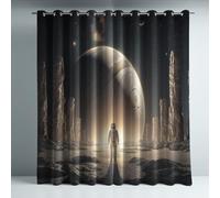 Générique Rideau Occultant Thermiques pour Chambre Ultra Doux Microfibre Isolant Tenture Opaque à Oeillets Réduction du Bruit pour Salon Noir Astronaute Mystique Planète 140 x 225 cm 2 Panneaux
