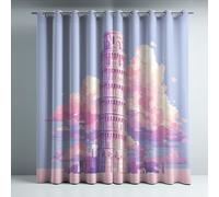 Générique Rideau Occultant Thermiques pour Chambre Ultra Doux Microfibre Isolant Tenture Opaque à Oeillets Réduction du Bruit pour Salon Rose Illustration Rêveur Architecture 140 x 175 cm 2 Panneaux