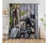 Générique Rideau Occultant Thermiques Style « Petits Bonheurs De La Vie », Lot de 2 Rideau Thermique à Oeillets, Chien Rideaux pour Decoration Chambre Salon Chambre Fenetre 140x245cm(LxH) A1885