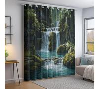 Générique Rideau Occultant Vert à Œillets 67.5 L x 160 H cm - Rideaux Opaques Doux et Esthétiques Extérieur Nature Plantes, Thermiques Anti-Chaleur pour Salon Moderne et Chambre