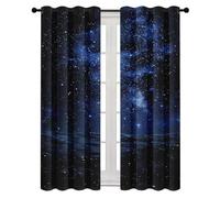 Générique Rideau Occultant Voie Lactée Lot de 2 Rideau Ciel Étoilé Nébuleuse Thermique Isolant Opaque à Oeillets Draperies pour Maison Chambre Salon Fenetre 140L X 225H cm