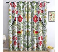 Générique Rideau Occultant William Morris Oiseaux Fleurs Vignes 75 x 166 cm Rideau Isolation Thermique Polyester Doux, Rideau Occultant 3D Oeillets Rideau pour Rideaux Décor Salon Chambre, 2 Pièces