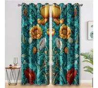 Générique Rideau Occultant William Morris, Rideaux Fleurs Vintage pour Salon et Chambre, Rideau Occultant Thermiques avec Oeillets, 2 Pièces 140X180 cm (LXH) X&-96