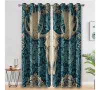 Générique Rideau Occultant William Morris, Rideaux Tête de Cerf pour Salon et Chambre, Rideau Occultant Thermiques avec Oeillets, 2 Pièces 110X215 cm (LXH) X&-94