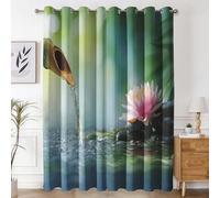 Générique Rideau Occultant Zen, Rideaux Motif Pierre de Lotus pour Decoration Salon Chambre Fenetre, Draperies Intérieurs à Oeillets Lot de 2, L 140 x H 200 cm s73