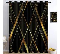 Générique Rideau Opaque Lignes du Triangle d'or L140 x H180 cm Rideaux Occultant Lot de 2 à Oeillets, Rideau Isolation Thermiques et Anti Bruit Chambre Salon Bureau