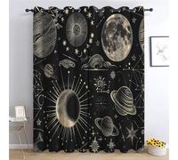 Générique Rideau Opaque Planète Galaxie L140 x H180 cm - Isolant Thermique Avec Oeillets, Lot de 2 - Occultant et Obscurcissant, Anti Bruit Pour Salon et Chambre