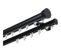 Générique Rideau Rail Occultant Mural, Tringle À Rideaux Double De 1 À 9 M avec Embouts, Ensemble De Rails Rideau De Douche pour Hôtel, Hôpital Et Emplacements Commerciaux(Black-B,180cm(2 * 90cm))