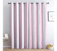 Générique Rideau Rayé Rose, Rideaux Occultant Motif Rayures Rose et Blanc pour Decoration Salon Chambre Fenetre, Draperies Intérieurs à Oeillets Lot de 2, L 140 x H 220 cm