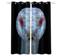 Générique Rideau Serpent Venimeux - Rideau Isolant Thermiques Vipère Blanche Anti Froid/Chaleur pour Enfant Adulte Chambre Salon, Lourd Doux Finette Lot de 2, 140x200cm