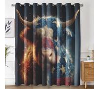 Générique Rideau Vache des Highlands, Lot de 2 Rideau Thermique Anti Chaleur, Rideaux Occultant Drapeau Américain pour Cuisine Chambre Salon, Rideaux Decoration Maison, 140x220 cm (LxH) B-D33