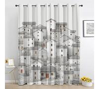 Générique Rideaux Architecture Champêtre - Rideaux Occultant Gris Blanc - pour Salon Chambre - Rideau 2 Panneaux Thermique Isolant - 140 x 240 cm Wg641