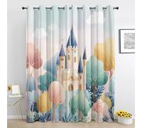 Générique Rideaux Château de Princesse - Rideau à Oeillets Occultant Conte de Fées Fille Enfant - Draperies Thermique Isolant 2 Panneaux - pour Salon Chambre - 175 x 260 cm Th961