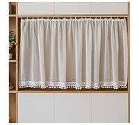 Générique Rideaux De Café Boho avec Tringle Tension pour Armoires Ouvertes - Suspension Courte sans Perçage, Protection Réglable pour Bibliothèques Et Rangements À Chaussures(White Gauze,90x60cm)