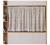 Générique Rideaux De Café Boho avec Tringle Tension pour Armoires Ouvertes - Suspension Courte sans Perçage, Protection Réglable pour Bibliothèques Et Rangements À Chaussures(Rainforest,130x70cm)