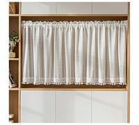 Générique Rideaux De Café Boho avec Tringle Tension pour Armoires Ouvertes - Suspension Courte sans Perçage, Protection Réglable pour Bibliothèques Et Rangements À Chaussures(Heart Shape,130x50cm)