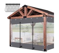 Générique Rideaux de séparation Transparents et imperméables en bâche Grise résistante aux intempéries avec Fermeture éclair pour Gazebo, Porche, pergola - 160 x 230 cm (5,2 x 7,5 pi)
