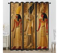 Générique Rideaux Dieux Égyptien, Rideau Occultant Hiéroglyphes, Rideaux Égypte Antique Thermique Isolant et Anti-Bruit pour Salon et Chambre Lot de 2 Opaque à Oeillets, 140x175 cm LxH H65s