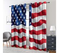 Générique Rideaux Drapeau Américain, 140x180 (L x H), Lot de 2 - Rideau Occultant Motif Patriotique pour Salon Chambre Fenetre, Decoration Maison, avec Oeillets(BD208)