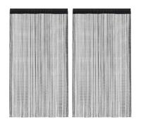 Générique Rideaux en Fils Noirs 100x250 cm - Parfaits pour Portes Fenêtres Séparation d'Espace ou Vitrine Tissu Polyester Lavable Paquet de 2 Pièces