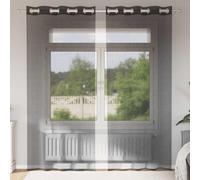 Générique Rideaux en Voile avec œillets 2 pcs Noir 140x225 cm,Décorations,Habillages de fenêtre,Rideaux-4102061