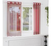 Générique Rideaux en Voile avec œillets 2 pcs Rouge Bordeaux,Décorations,Habillages de fenêtre,Rideaux-4102155