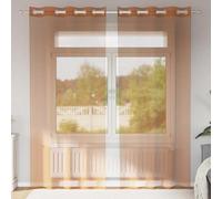 Générique Rideaux en Voile avec œillets 2 pcs Terre Cuite,Décorations,Habillages de fenêtre,Rideaux-4102139