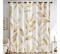 Générique Rideaux Feuille Aquarelle Chambre, Rideau Occultant Thermiques à Oeillets, Feuilles Plante Beige Decoration Salon Fenetre, Lot de 2 Draperies Intérieurs 75x166 cm (L x H) Q-D19