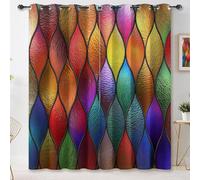 Générique Rideaux Isolant Thermique Géométrie - Abstrait Motif Diamant Verre Rideau Matelassé Occultant Anti-Bruit a Oeillets, pour Salle pour Adolescents Salle d'e-Sport, Lot de 2,L140×H280 cm