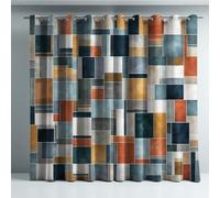 Générique Rideaux Isolants Géométrie Mosaïque Rideaux à œillets Doux Microfiber Isolant Thermique Tentures Occultants pour Le Salon La Chambre Bureau Bleu 140 x 245 cm 2 Panneaux