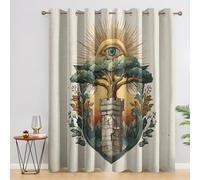 Générique Rideaux Mauvais œil, 110x215 (L x H), Lot de 2 - Rideau Occultant Motif Arbre Boho pour Salon Chambre Fenetre, Decoration Maison, avec Oeillets(G77)