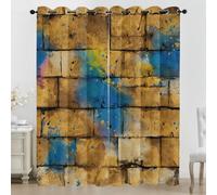 Générique Rideaux Mur de Brique Graffiti, Rideau Occultant Art Abstrait, Rideaux Art Urbain Thermique Isolant et Anti-Bruit pour Salon et Chambre Lot de 2 Opaque à Oeillets, 140x175 cm LxH TW126