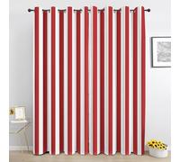 Générique Rideaux Occultant à Rayures Blanc Rouge - Rideaux a Oeillets Rayé Moderne pour Salon Chambre - Lot de 2 Rideau Thermique Isolant - 140 x 220 cm NS972