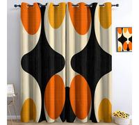 Générique Rideaux Occultant Art Abstrait pour Chambre À Coucher Salon Cuisine, Oeillets Isolation Thermique Rideau Géométrie Vintage Complexe Et Tendance Polyester Fenêtre 110L X 215H cm, 2 Panneaux