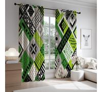 Générique Rideaux Occultant de 140 x 245 CM Vert - Rideau Occultant pour Wohnzimmer Schlafzimmer Chambre - Dessin animé Abstrait Géométrie Lot de 2 avec Isolation Thermique et Insonorisée