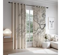 Générique Rideaux Occultant de 140 x 260 CM Gris - Rideau Occultant pour Wohnzimmer Schlafzimmer Chambre - Fraîche Plante Arbre Lot de 2 avec Isolation Thermique et Insonorisée