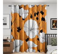 Générique Rideaux Occultant Fleur Orange, 260 cm Hauteur