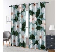 Générique Rideaux Occultant Fleur Turquoise, 160 cm Hauteur