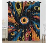 Générique Rideaux Occultant Œil Abstrait - Rideaux Œil Coloré - Isolant Thermique pour Salon Chambre Motif Surréalisme, Lot de 2 Draperies Opaque à Oeillets 117x137 cm LxH NK316