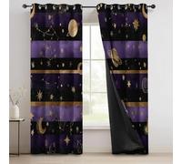 Générique Rideaux Occultant Isolant Thermique Anti Froid, Lot De 2 Rideaux 117L X 137H cm Protection UV Rideau Sombre Luxe Rayures Chic Étoiles Planètes pour Salon et Chambre