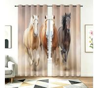 Générique Rideaux Occultant Isolant Thermique Anti Froid, Lot De 2 Rideaux 132L X 240H cm Protection UV Rideau Multicolore Moderne Western Désert Animal Cheval pour Salon et Chambre