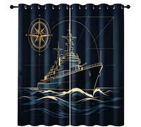 Générique Rideaux Occultant Navire de Guerre 140x245 cm 2 Pièces