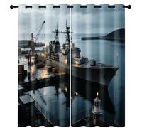 Générique Rideaux Occultant Navire de Guerre 140x260 cm 2 Pièces