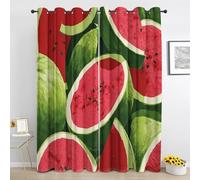 Générique Rideaux Occultant Pastèque - Rideau a Oeillets Vert Rouge Fruits Été - Tentures Isolant Thermique 2 Panneaux pour Salon Chambre - 117 x 183 cm Cs629