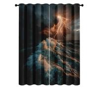 Générique Rideaux Occultant Tempête Foudre Océan 140L X 200H cm, Rideau Catastrophe Naturelle pour Salon Chambre, Rideau Thermique Isolant Anti Froid Lot de 2 Panneaux à Oeillets